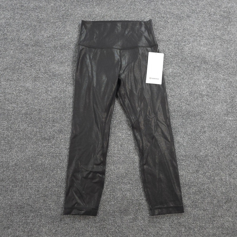 Lululemon Pants Womens 6 Black Align HR Crop 23" Shine Nulu Yoga Leggings NEW